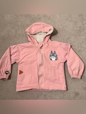 Pink Totoro Hooded Jacket - Cute Character Patch